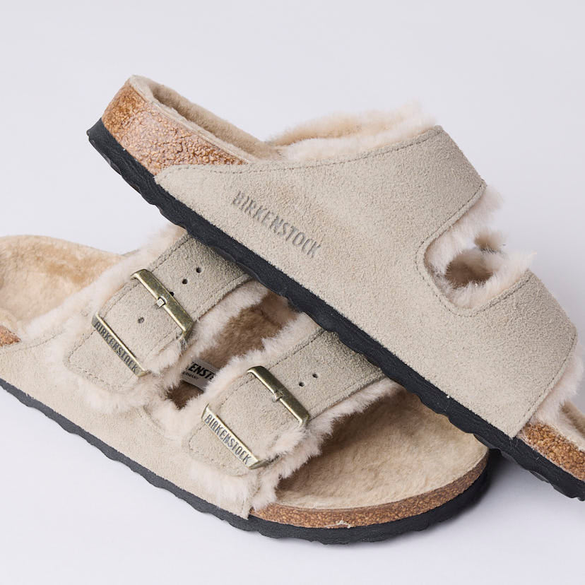 Birkenstock Taupe Suede Arizona Shearling Sandals