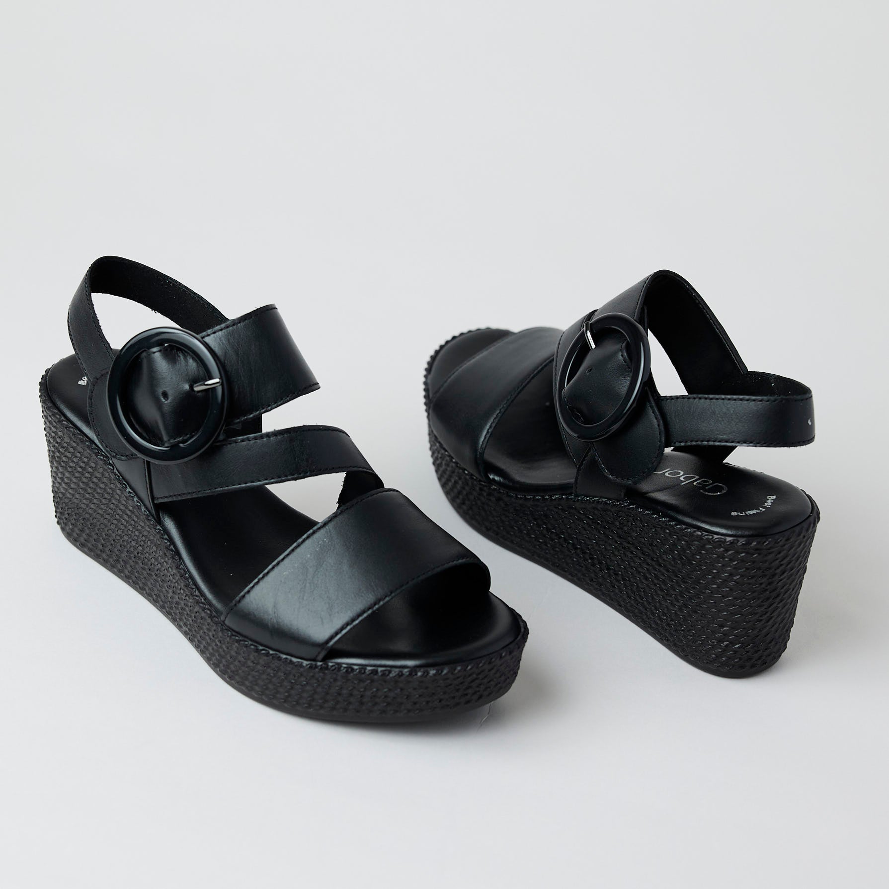 Gabor Black Leather Platform Sandals, Nozomi Shoe Boutique