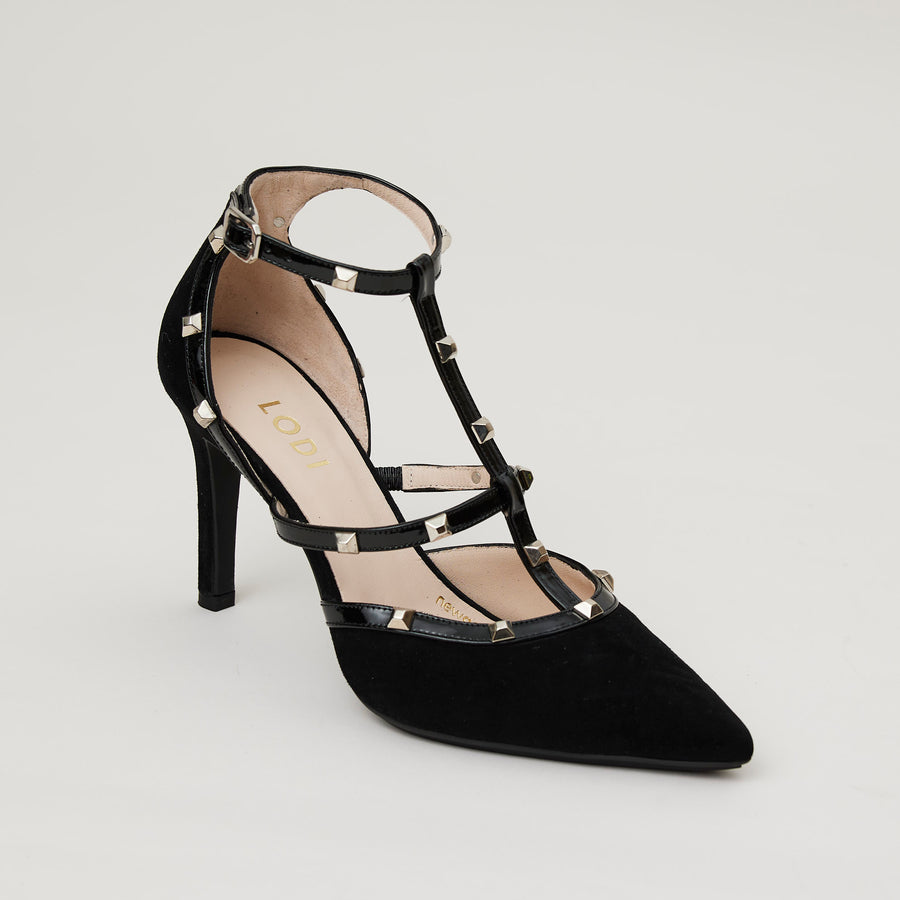 Lodi High Heel Black Suede Court Shoes - Nozomi