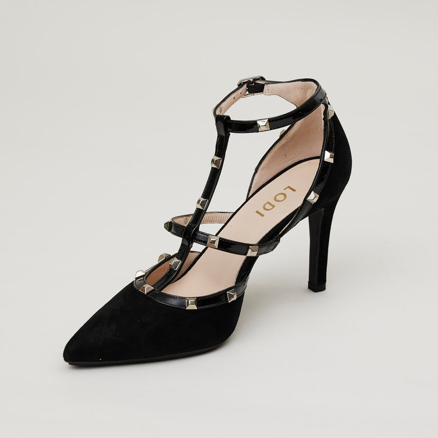 Lodi High Heel Black Suede Court Shoes - Nozomi