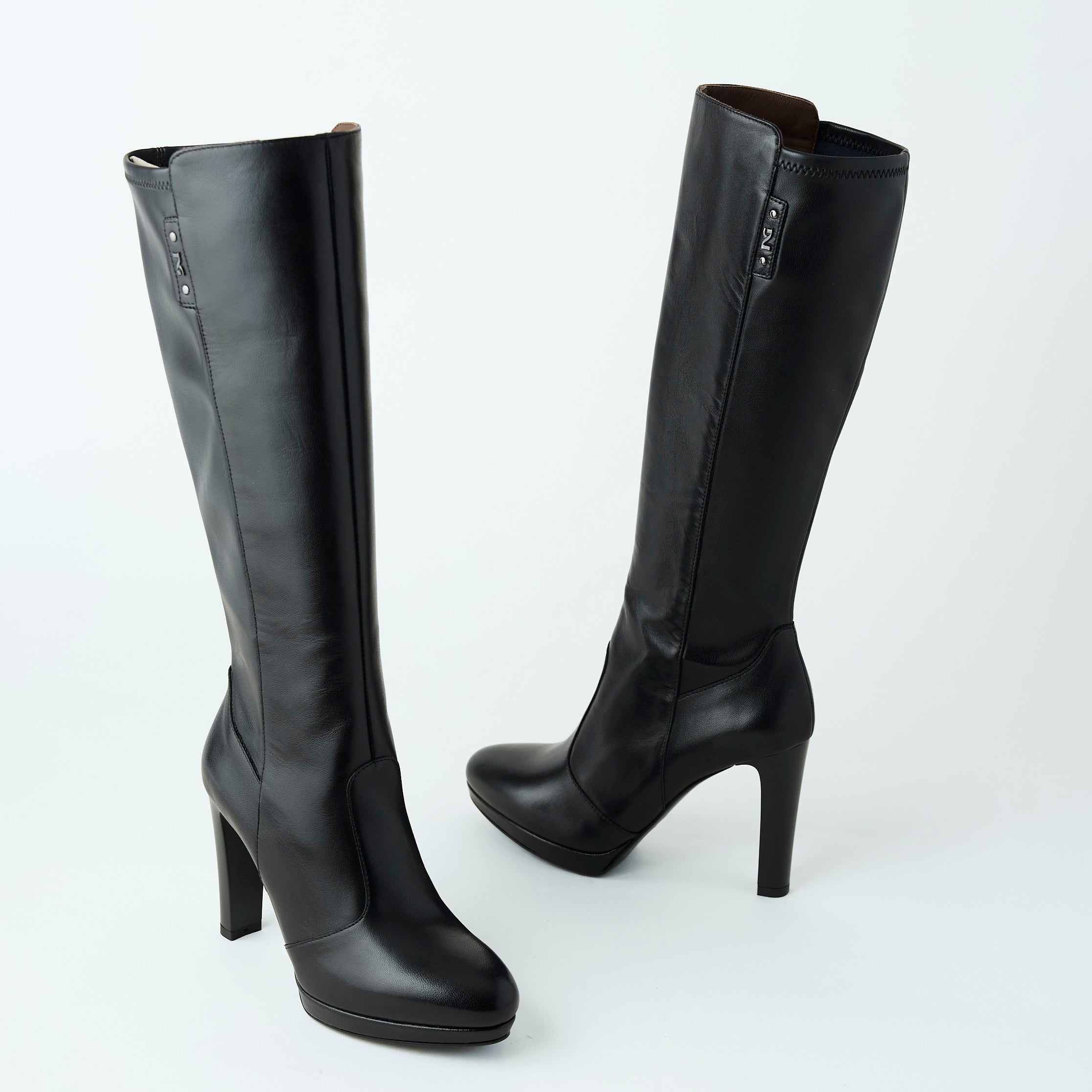 NeroGiardini Black Leather Knee High Boots | Shop online @ Nozomi