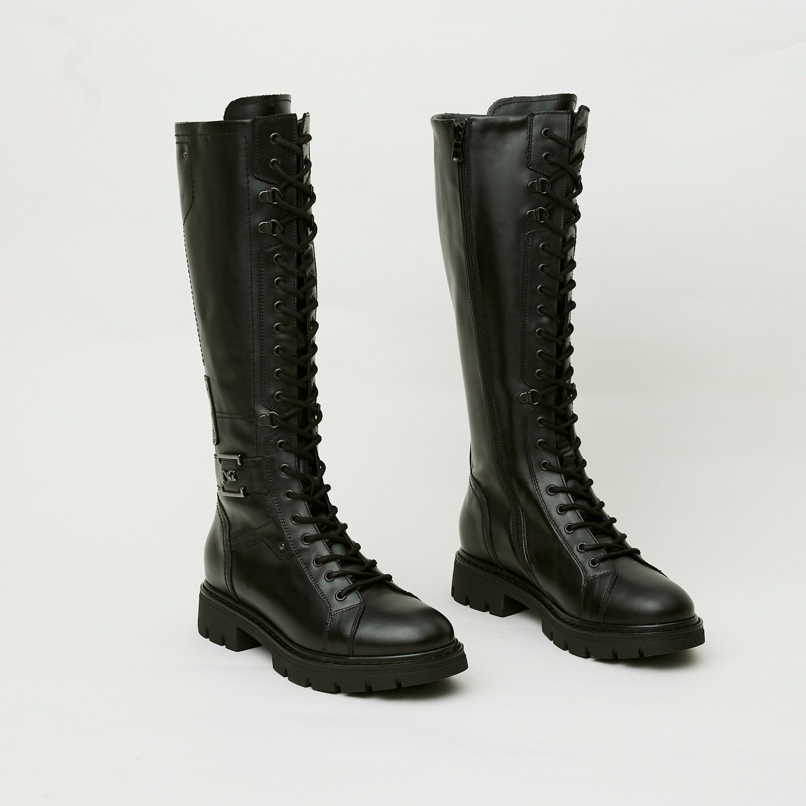 NeroGiardini Black Leather Knee High Boots, Nozomi Shoe Boutique