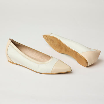 Wonders Cream & White Ballerina Mini Wedge Shoes - Nozomi