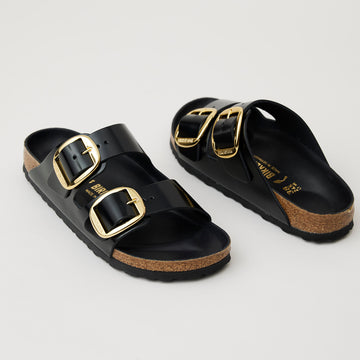 Birkenstock Black High Shine Leather Big Buckle Sandals - Nozomi