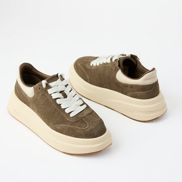 Ash Taupe Suede Leather Trainers - Nozomi