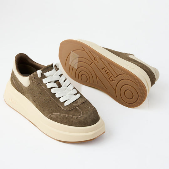 Ash Taupe Suede Leather Trainers - Nozomi