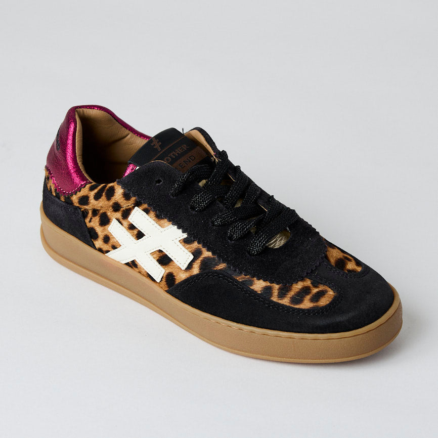 Another Trend Black and Leopard Suede Leather Trainers - Nozomi