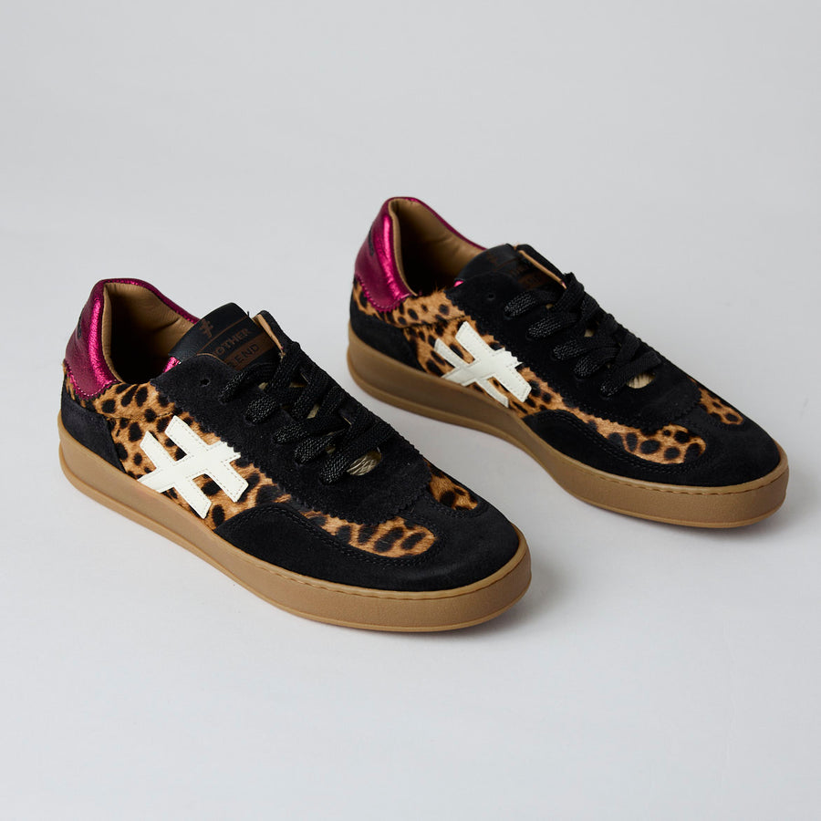 Another Trend Black and Leopard Suede Leather Trainers - Nozomi