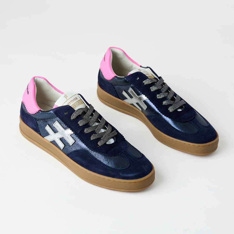 Another Trend Navy Suede Leather Trainers - Nozomi