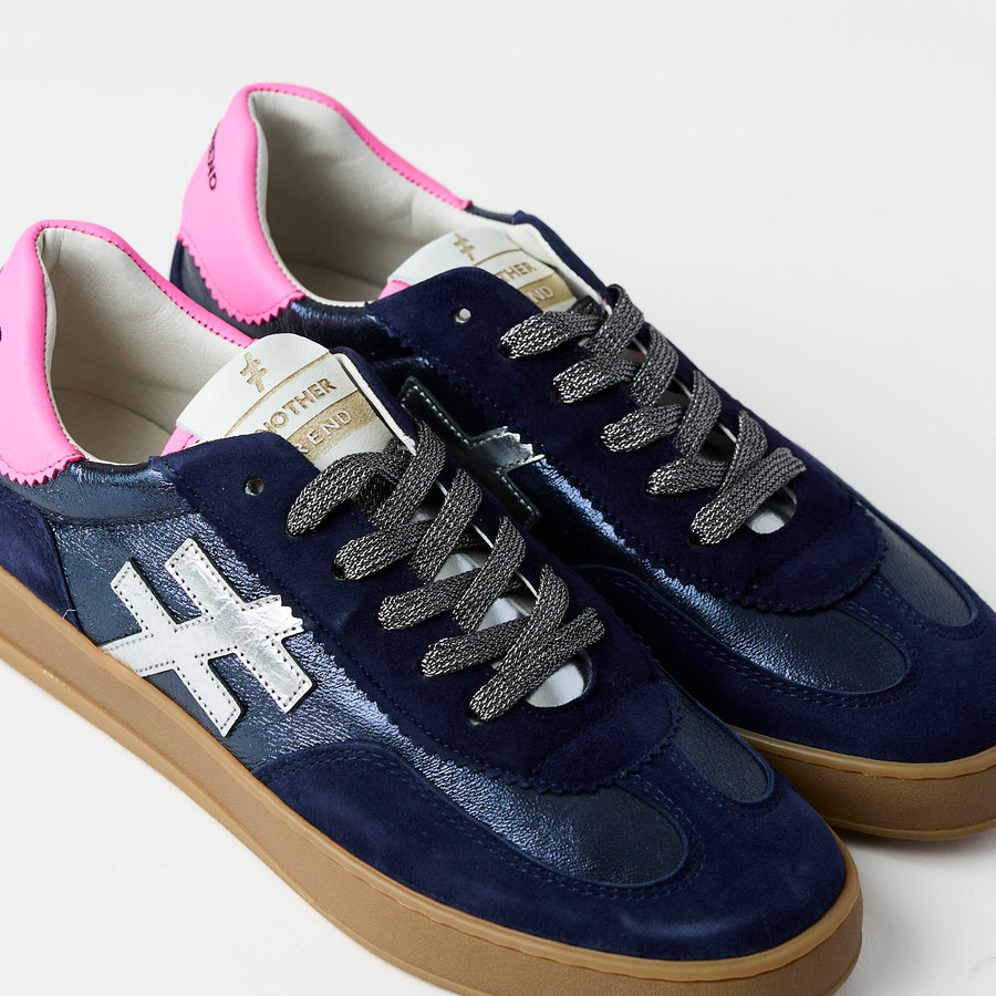 Another Trend Navy Suede Leather Trainers - Nozomi
