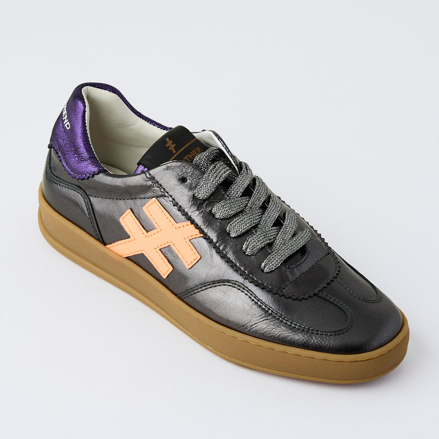 Another Trend Grey Metallic Leather Trainers - Nozomi