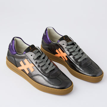 Another Trend Grey Metallic Leather Trainers - Nozomi