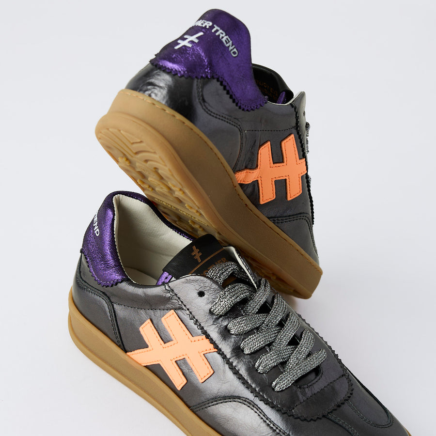 Another Trend Grey Metallic Leather Trainers - Nozomi