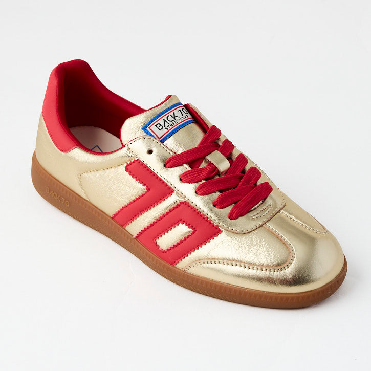 Back 70 Gold Metallic Leather Trainers - Nozomi