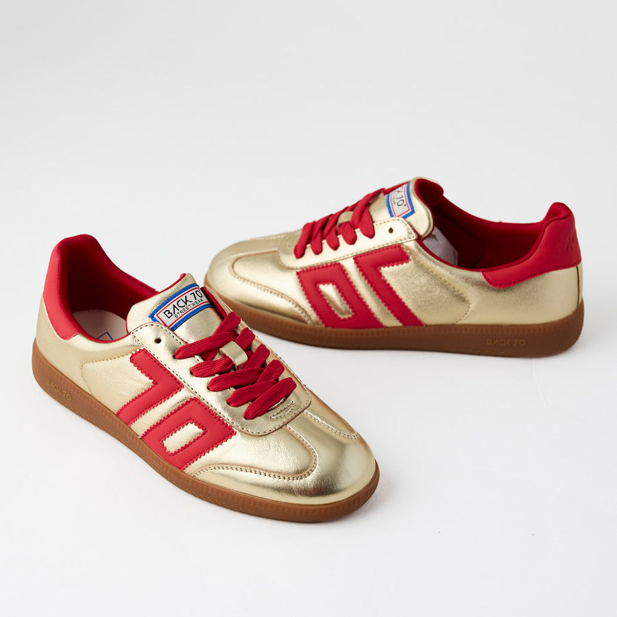 Back 70 Gold Metallic Leather Trainers - Nozomi