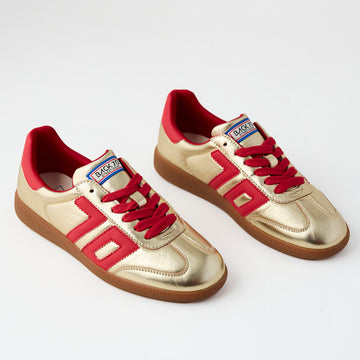 Back 70 Gold Metallic Leather Trainers - Nozomi