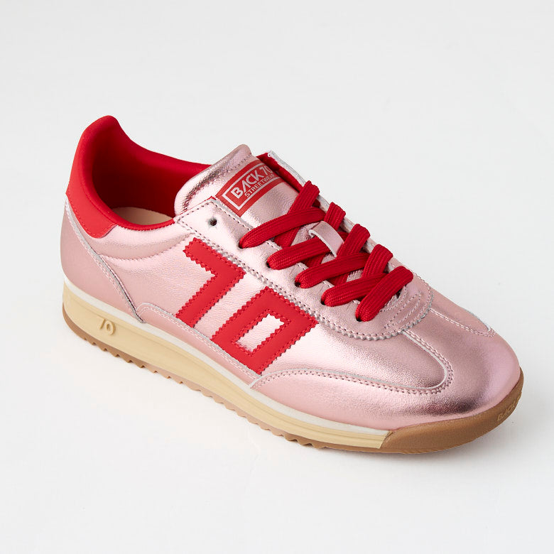 Back 70 Pink Metallic Leather Trainers - Nozomi