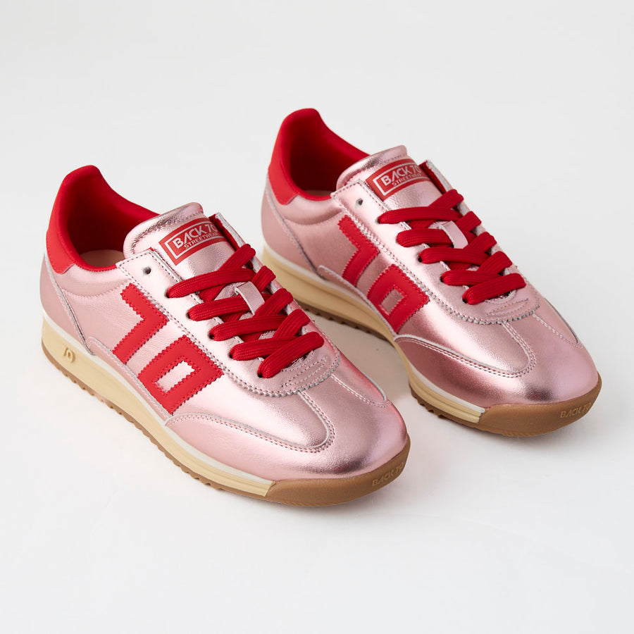 Back 70 Pink Metallic Leather Trainers - Nozomi