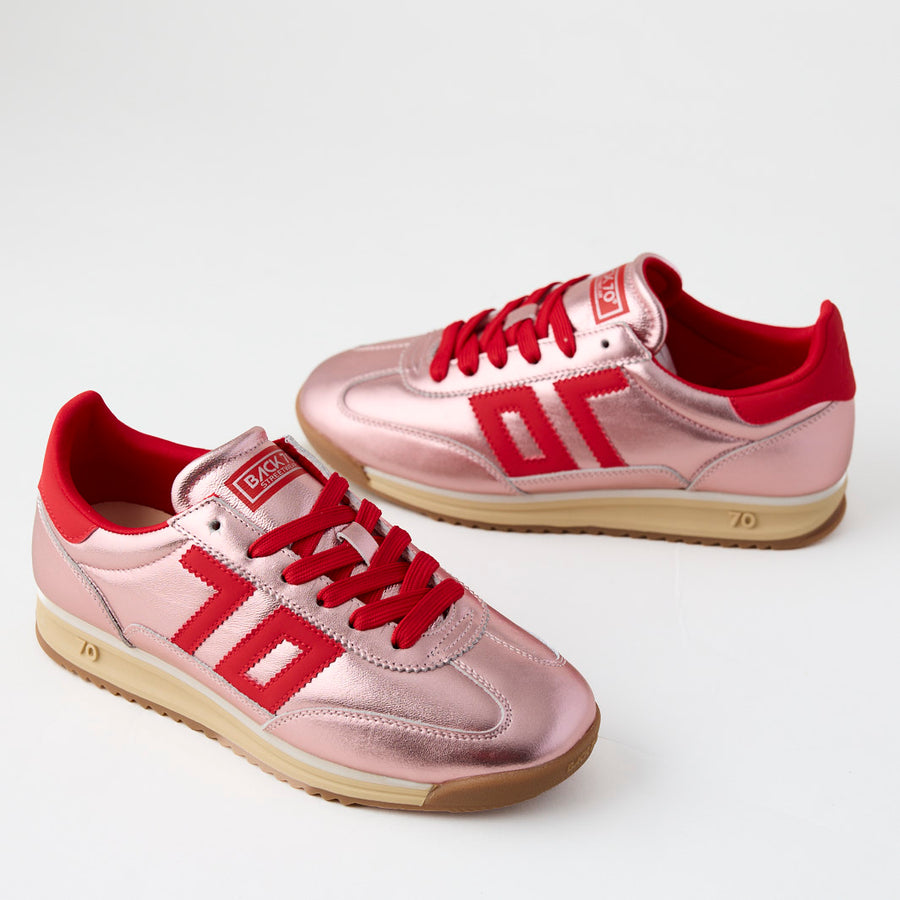 Back 70 Pink Metallic Leather Trainers - Nozomi