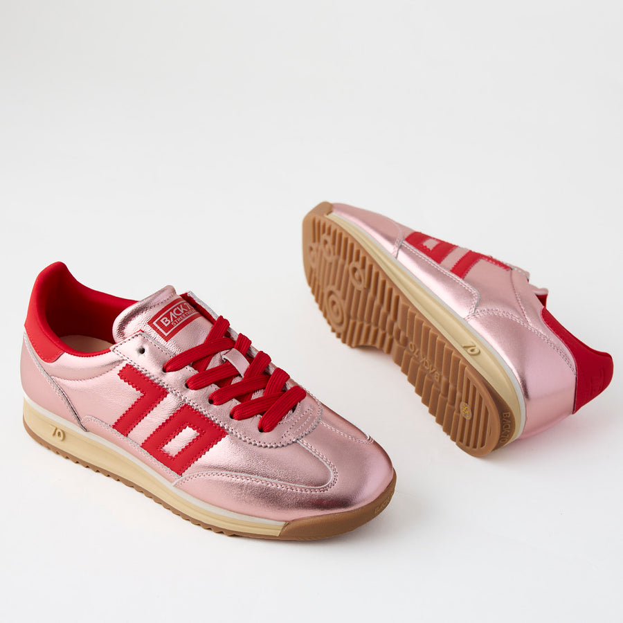 Back 70 Pink Metallic Leather Trainers - Nozomi