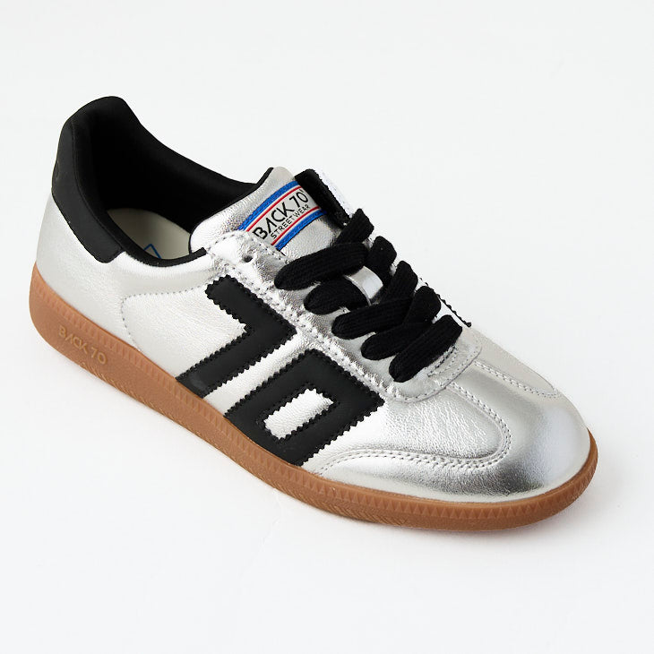 Back 70 Silver Metallic Leather Trainers - Nozomi