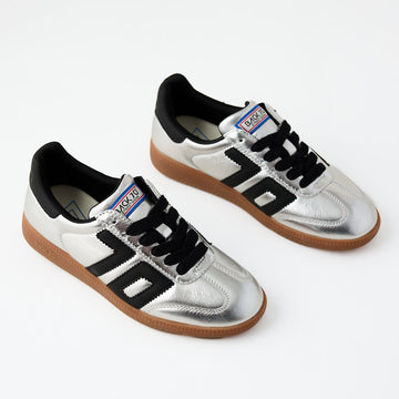 Back 70 Silver Metallic Leather Trainers - Nozomi