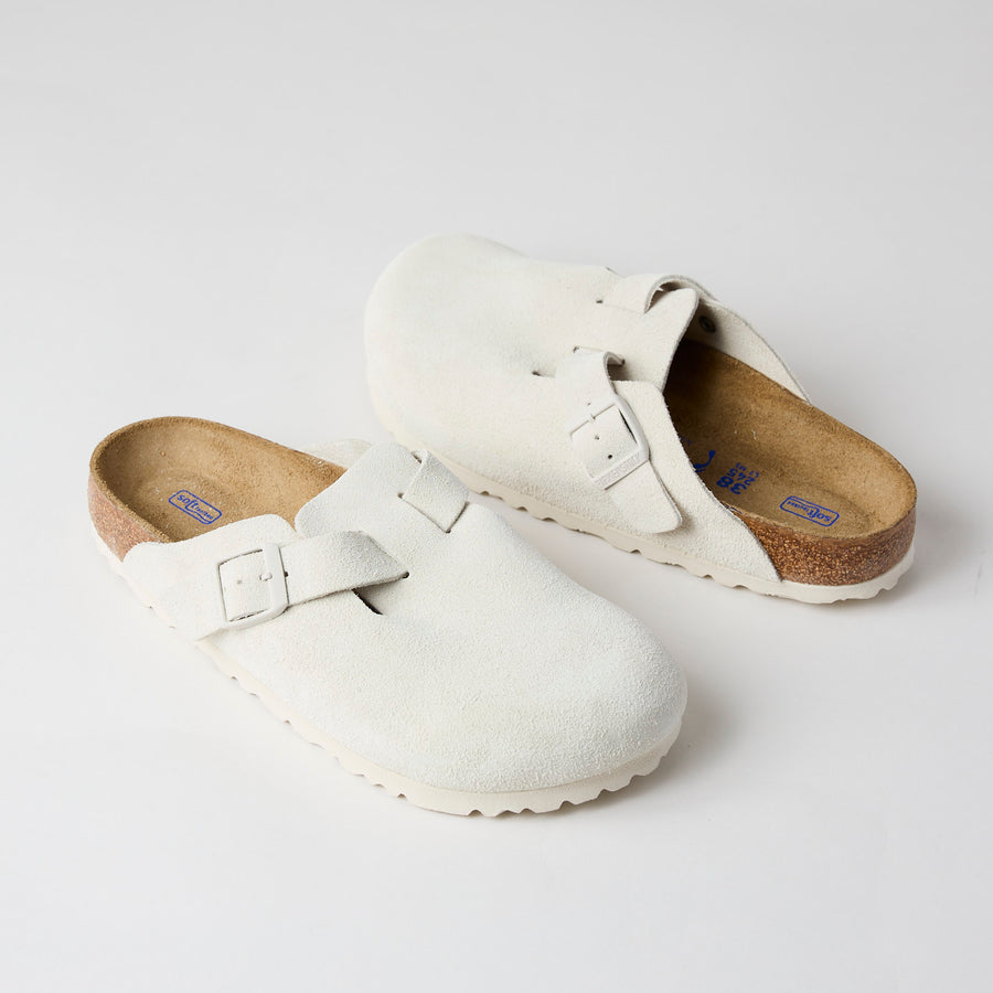 Birkenstock Boston Ivory Suede Leather Clogs