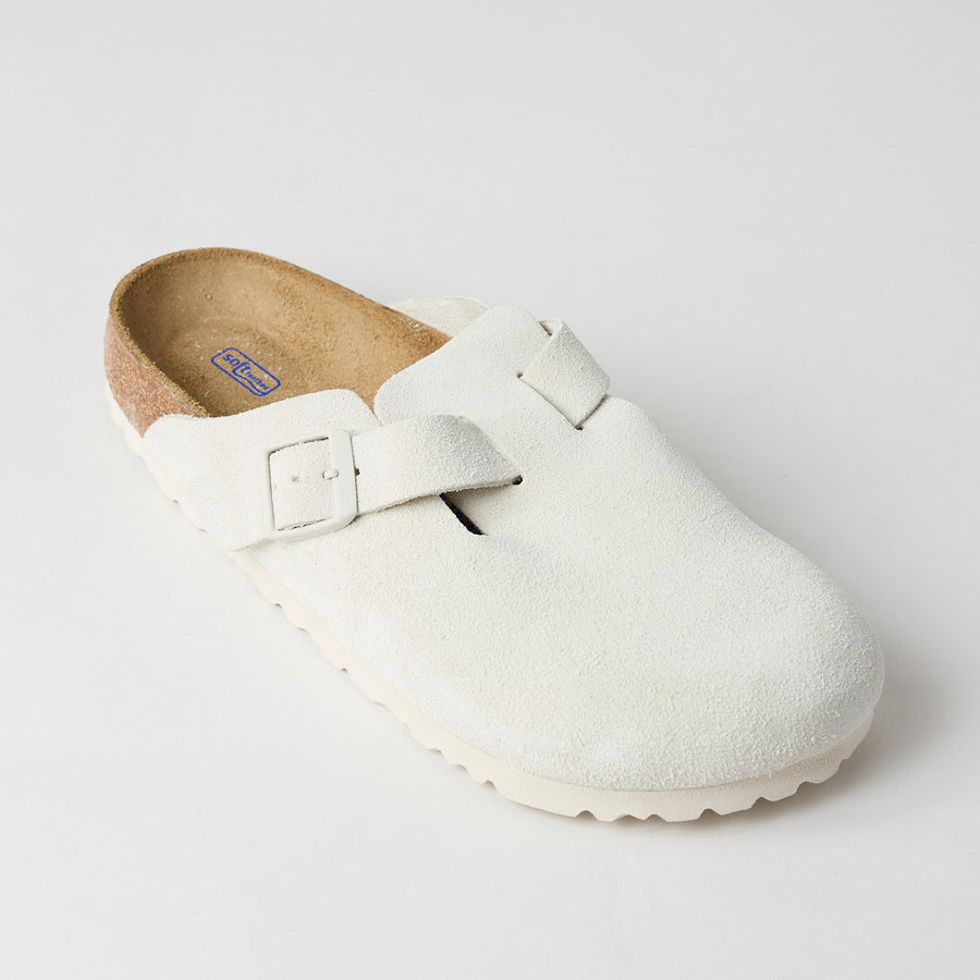 Birkenstock Boston Ivory Suede Leather Clogs