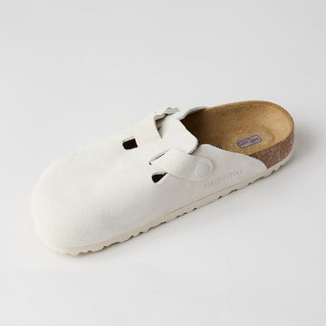 Birkenstock Boston Ivory Suede Leather Clogs