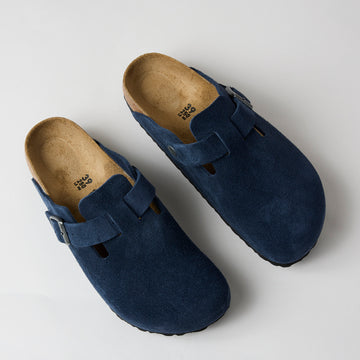 Birkenstock Navy Suede Leather Clogs