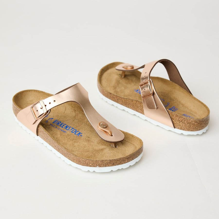 Birkenstock Gizeh Metallic Copper Leather Sandals - Nozomi