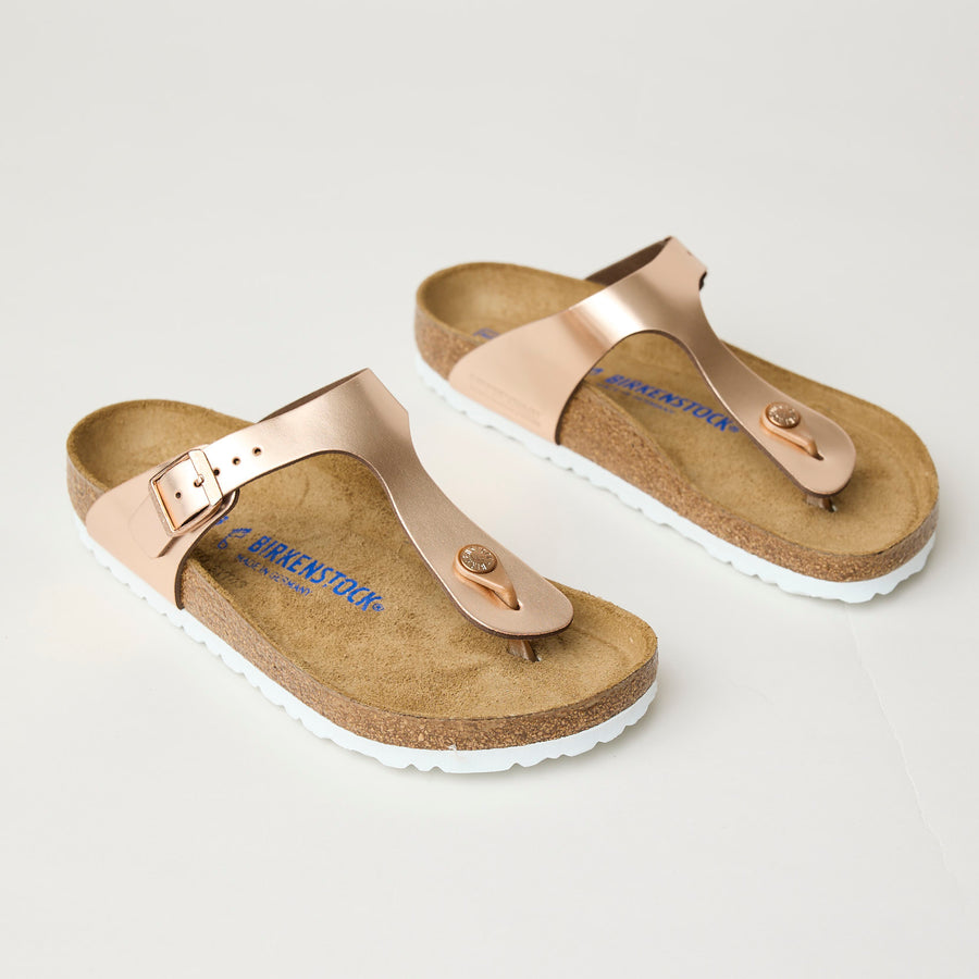 Birkenstock Gizeh Metallic Copper Leather Sandals - Nozomi