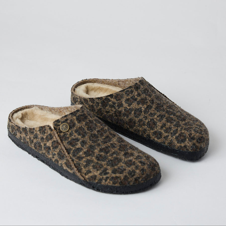 Birkenstock Zermatt Leopard Shearling Slippers - Nozomi