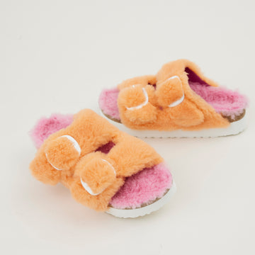 Birkenstock Orange and Pink Shearling Sandals - Nozomi