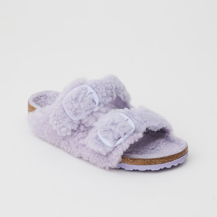 Birkenstock Arizona Big Buckle Lilac Shearling Sandals - Nozomi