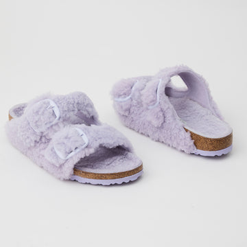 Birkenstock Arizona Big Buckle Lilac Shearling Sandals - Nozomi