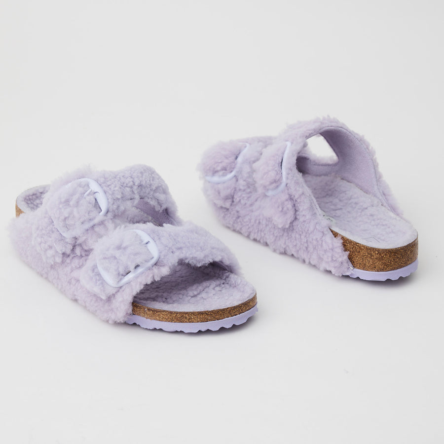 Birkenstock Arizona Big Buckle Lilac Shearling Sandals - Nozomi