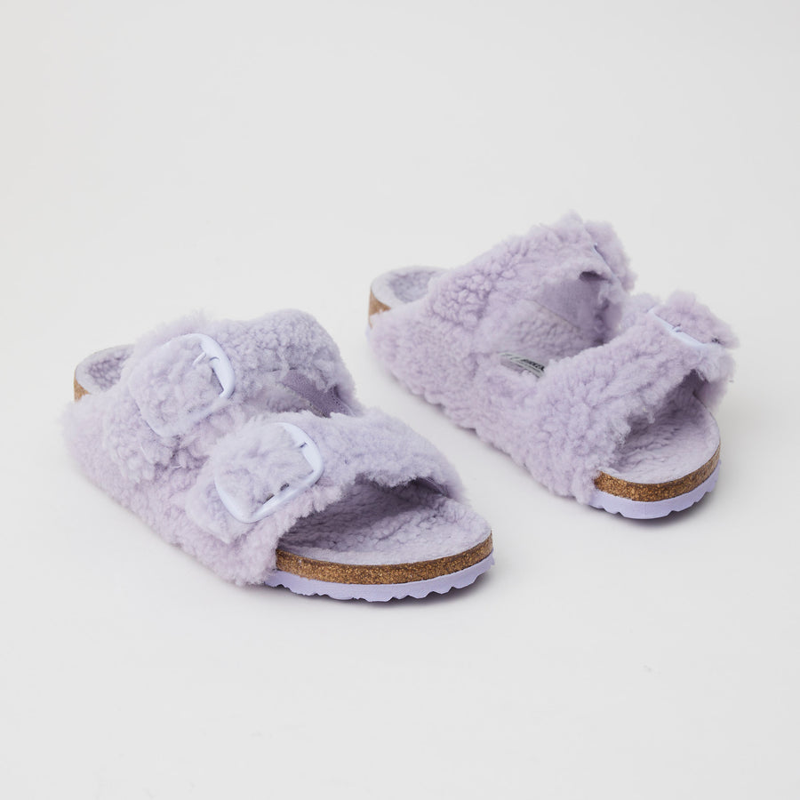 Birkenstock Arizona Big Buckle Lilac Shearling Sandals - Nozomi