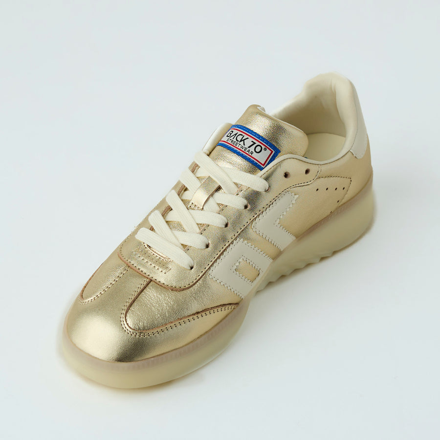 Back 70 Gold Metallic Leather Trainers, Nozomi Shoe Boutique - Nozomi