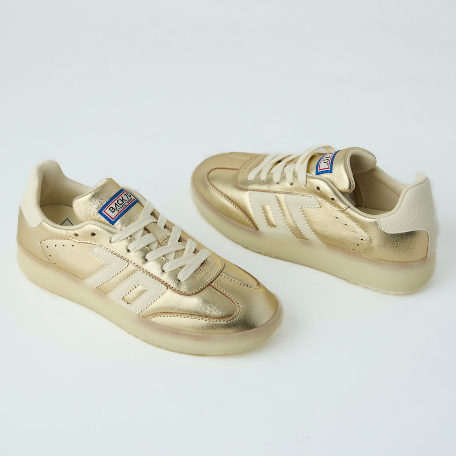Back 70 Gold Metallic Leather Trainers, Nozomi Shoe Boutique - Nozomi