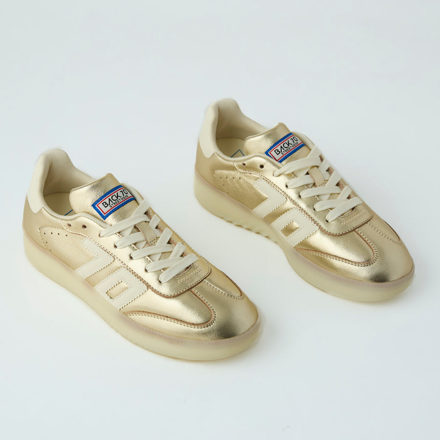 Back 70 Gold Metallic Leather Trainers, Nozomi Shoe Boutique - Nozomi