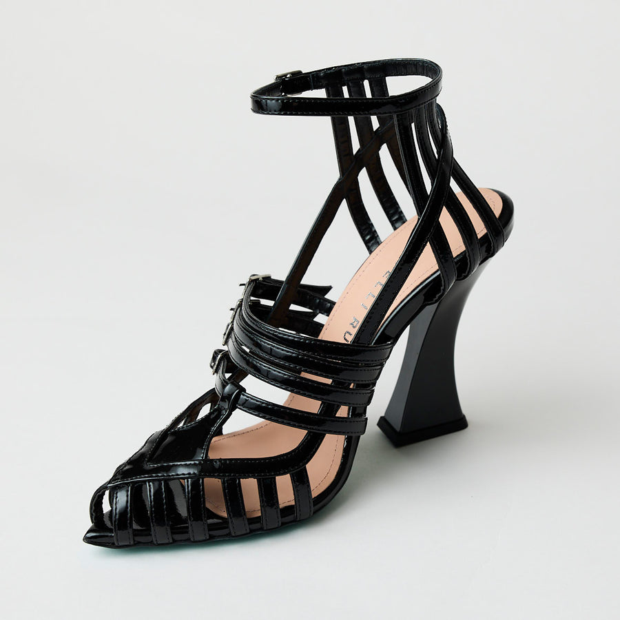 Fratelli Russo High Heeled Black Patent Leather Sandals - Nozomi