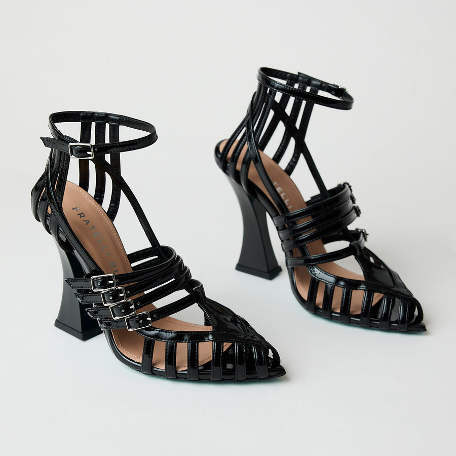 Fratelli Russo High Heeled Black Patent Leather Sandals - Nozomi