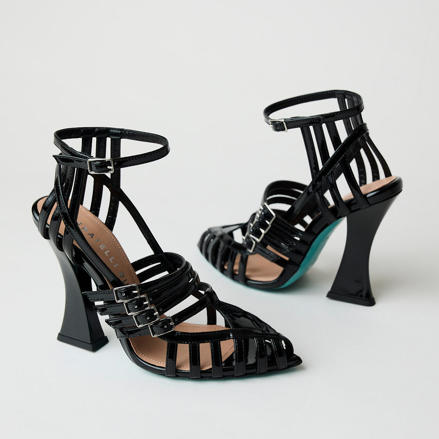 Fratelli Russo High Heeled Black Patent Leather Sandals - Nozomi