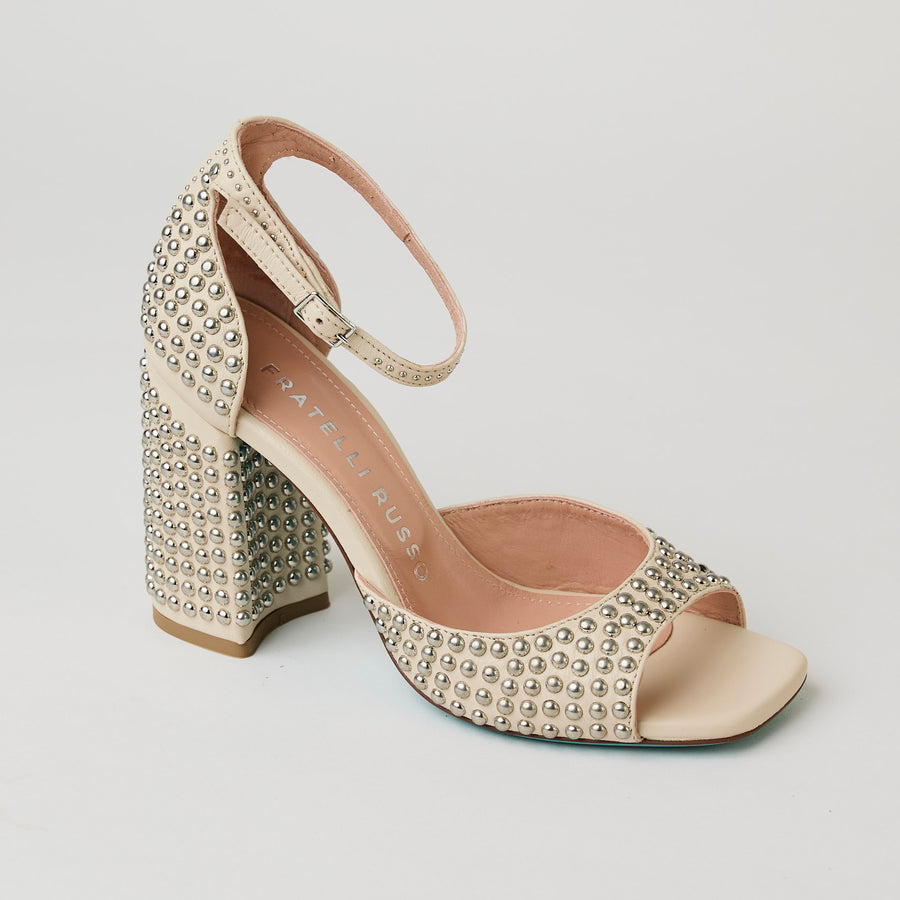 Fratelli Russo Cream Studded Sandals - Nozomi