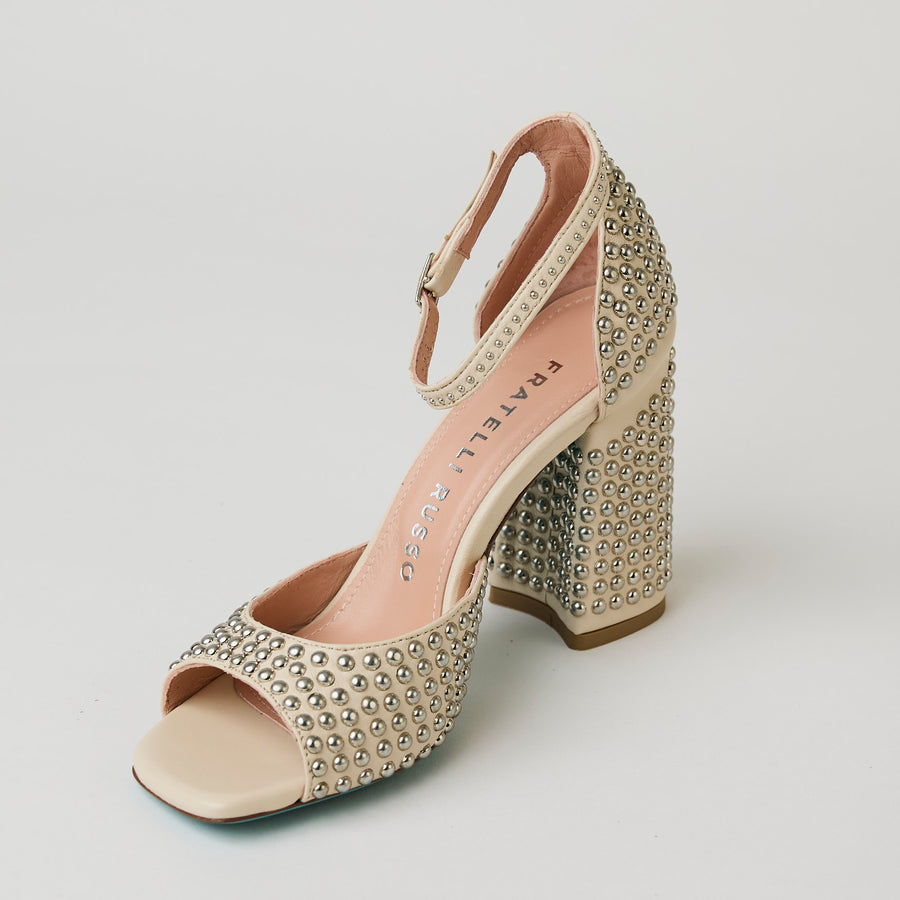 Fratelli Russo Cream Studded Sandals - Nozomi