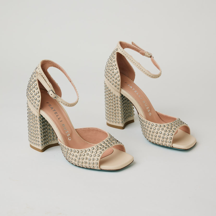 Fratelli Russo Cream Studded Sandals - Nozomi