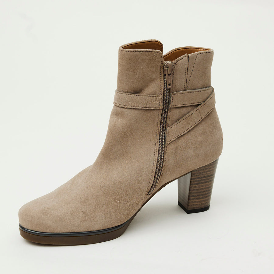 Gabor Beige Suede Heeled Leather Ankle Boots - Nozomi