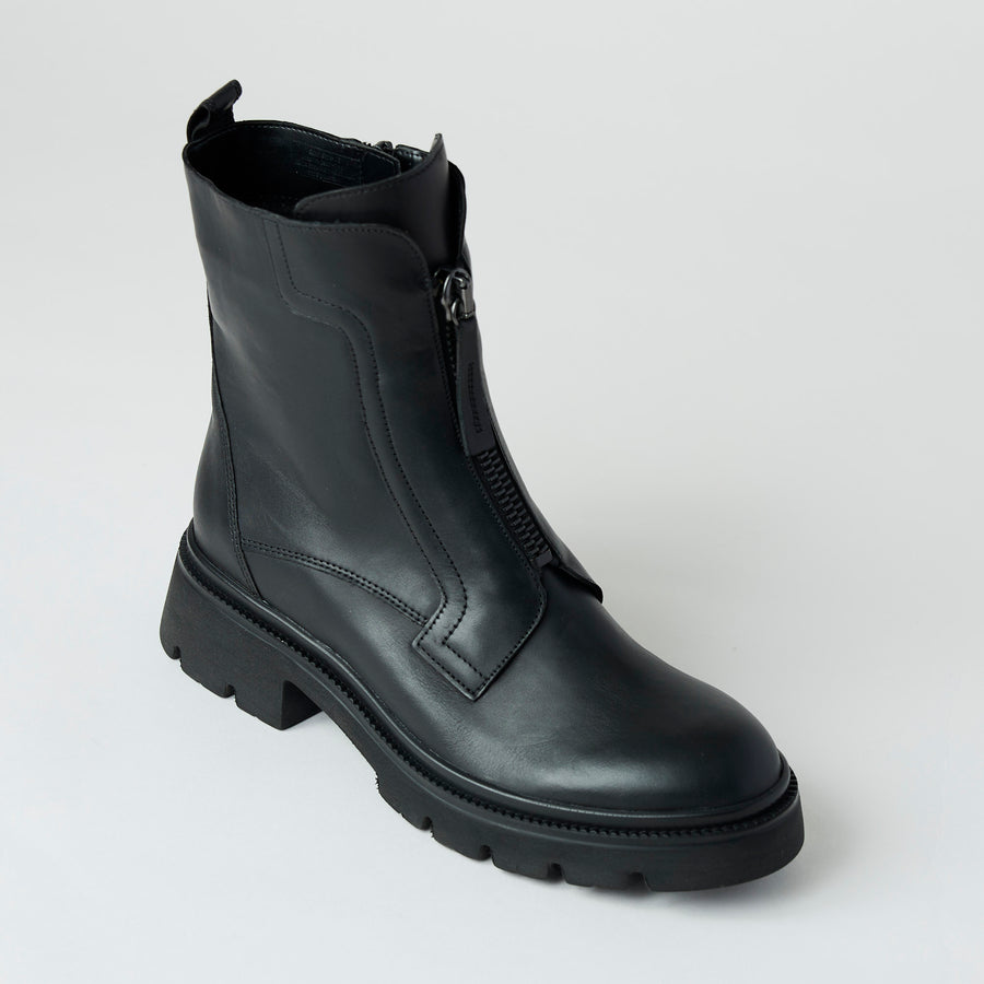Gabor Black Leather Biker Boots - Nozomi