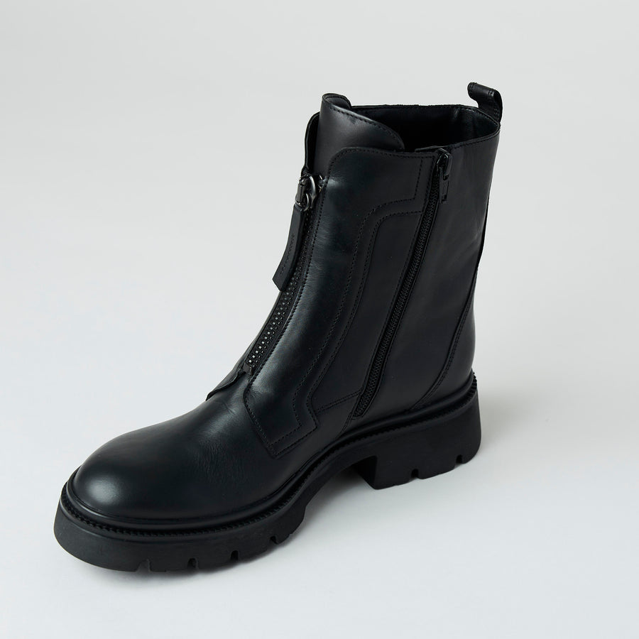 Gabor Black Leather Biker Boots - Nozomi